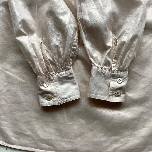 J CREW Light peach lame ruffled collar shirt Large - Picture 7 of 10